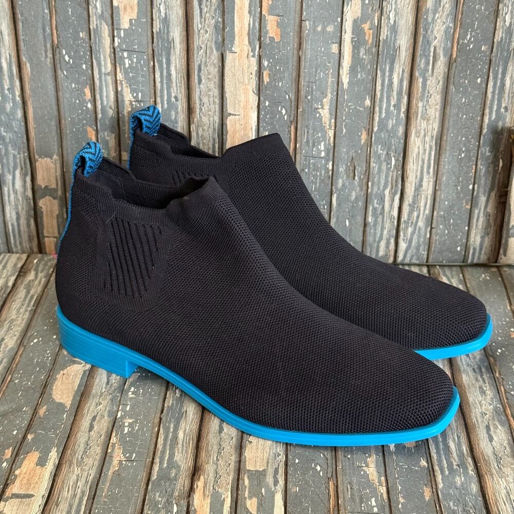 Vivaia Ryan Pro Chelsea Boots Womens 10 Black Blue Square Toe NEW